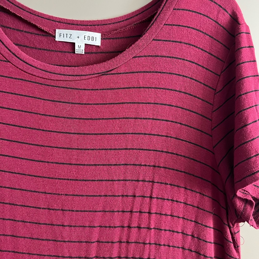 [fitz + eddi] medium red & black striped t-shirt dress - Picture 2 of 3